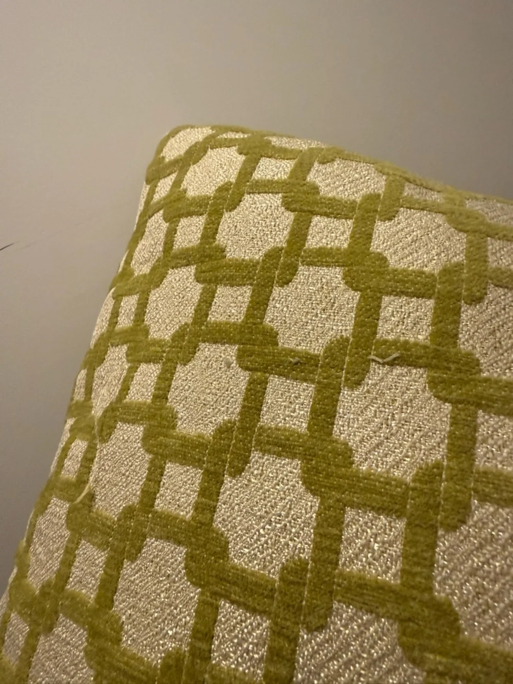 Green/White Chain Link Geometric Lumbar Down Feather Fill Accent Pillow Preppy